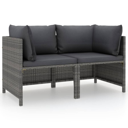 2-Sitzer-Gartensofa mit Kissen aus synthetischem Rattan, grau von vidaXL, Modulare Sofas für den Außenbereich - Ref: Foro24-3...