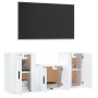 Set de muebles de TV 3 piezas madera contrachapada blanco