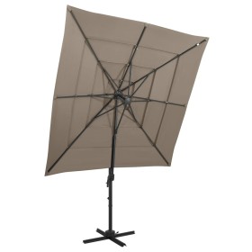 4-tier umbrella with taupe gray aluminum pole 250x250 cm by vidaXL, Umbrellas - Ref: Foro24-313823, Price: 193,33 €, Discount: %