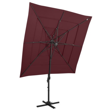 4-stöckiger Regenschirm mit burgunderroter Aluminiumstange 250x250 cm von vidaXL, Sonnenschirme - Ref: Foro24-313824, Preis: ...