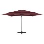 4-level umbrella with burgundy aluminum pole 250x250 cm by vidaXL, Umbrellas - Ref: Foro24-313824, Price: 193,99 €, Discount: %