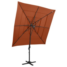 4-tier parasol with terracotta aluminum pole 250x250 cm by vidaXL, Umbrellas - Ref: Foro24-313825, Price: 143,99 €, Discount: %