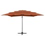 4-tier parasol with terracotta aluminum pole 250x250 cm by vidaXL, Umbrellas - Ref: Foro24-313825, Price: 142,97 €, Discount: %