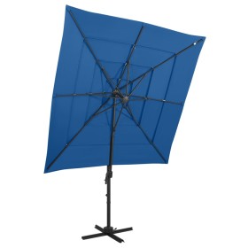 4-tier parasol with blue aluminum pole 250x250 cm by vidaXL, Umbrellas - Ref: Foro24-313827, Price: 193,99 €, Discount: %