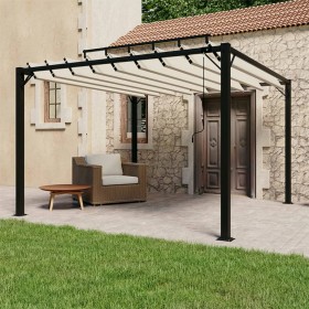 Cenador con techo de lamas tela crema y aluminio 3x3 m de vidaXL, Carpas y cenadores - Ref: Foro24-313924, Precio: 650,99 €, ...