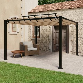 Cenador con techo de lamas tela taupé y aluminio 3x3 m de vidaXL, Carpas y cenadores - Ref: Foro24-313925, Precio: 680,99 €, ...