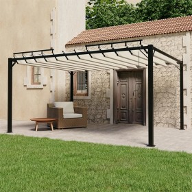 Gazebo with cream fabric and aluminum slatted roof 3x4 m by vidaXL, Tents and gazebos - Ref: Foro24-313927, Price: 778,99 €, ...