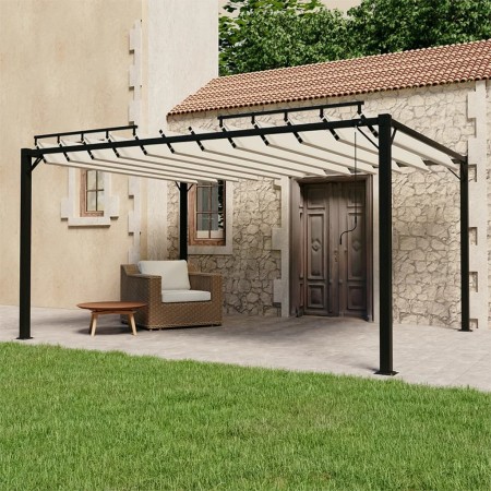 Gazebo with cream fabric and aluminum slatted roof 3x4 m by vidaXL, Tents and gazebos - Ref: Foro24-313927, Price: 797,75 €, ...