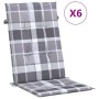 High back garden chair cushion 6 pcs gray squares 120x50x3 cm by vidaXL, Cushions for chairs and sofas - Ref: Foro24-314130, ...