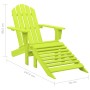 Silla jardín Adirondack con otomana madera maciza abeto verde de vidaXL, Sillas de jardín - Ref: Foro24-315866, Precio: 76,29...