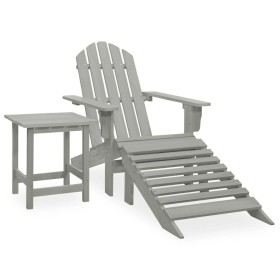 Adirondack chair with ottoman and garden table solid gray spruce by vidaXL, Garden sets - Ref: Foro24-315930, Price: 86,60 €,...