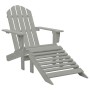 Adirondack chair with ottoman and garden table solid gray spruce by vidaXL, Garden sets - Ref: Foro24-315930, Price: 86,67 €,...