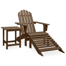 Adirondack chair with ottoman and garden table solid brown spruce by vidaXL, Garden sets - Ref: Foro24-315931, Price: 113,78 ...