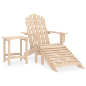 Silla Adirondack de jardín con otomana y mesa macizo abeto rosa de vidaXL, Conjuntos de jardín - Ref: Foro24-315932, Precio: ...