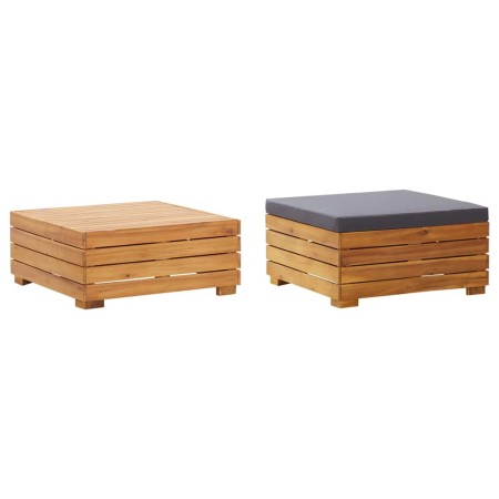 Mesa de jardin y reposapiés con cojin y de madera maciza acacia de vidaXL, Sofás modulares de exterior - Ref: Foro24-316084, ...