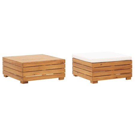 Set de mesa y reposapiés de jardín cojín madera maciza acacia de vidaXL, Sofás modulares de exterior - Ref: Foro24-316083, Pr...