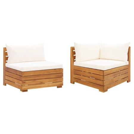 2-piece garden furniture with solid acacia wood cushions by vidaXL, Modular outdoor sofas - Ref: Foro24-316085, Price: 288,10...