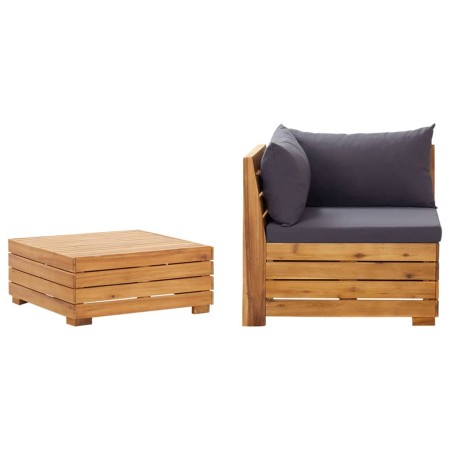 2-piece garden furniture with solid acacia wood cushions by vidaXL, Modular outdoor sofas - Ref: Foro24-316088, Price: 254,49...