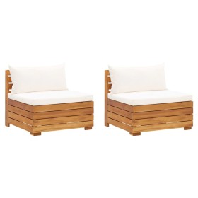 2-seater garden sofa with solid acacia wood cushions by vidaXL, Modular outdoor sofas - Ref: Foro24-316246, Price: 301,41 €, ...