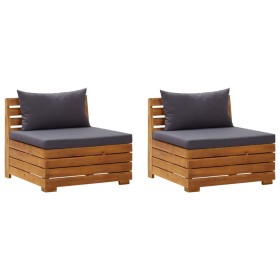 2-seater garden sofa with acacia solid wood cushions by vidaXL, Modular outdoor sofas - Ref: Foro24-316247, Price: 230,09 €, ...