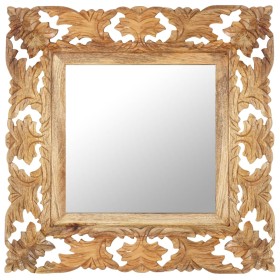 Brown hand carved mirror 50x50 cm solid mango wood by vidaXL, Mirrors - Ref: Foro24-321638, Price: 79,99 €, Discount: %