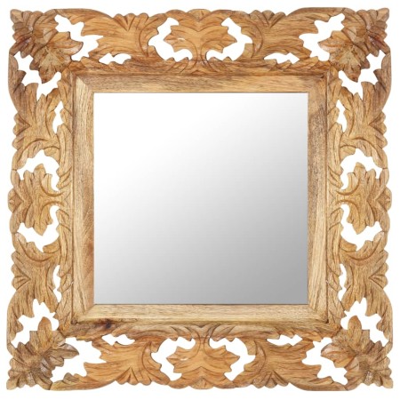 Brown hand carved mirror 50x50 cm solid mango wood by vidaXL, Mirrors - Ref: Foro24-321638, Price: 68,74 €, Discount: %