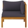 Ecksofa mit 2 dunkelgrauen Kissen aus massivem Akazienholz von vidaXL, Modulare Sofas für den Außenbereich - Ref: Foro24-3162...