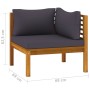 Ecksofa mit 2 dunkelgrauen Kissen aus massivem Akazienholz von vidaXL, Modulare Sofas für den Außenbereich - Ref: Foro24-3162...