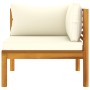 Corner sofas, 2 units, cream white cushions, acacia wood. by vidaXL, Modular outdoor sofas - Ref: Foro24-316279, Price: 371,2...