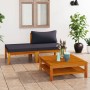 3-piece garden furniture with dark gray acacia wood cushions by vidaXL, Modular outdoor sofas - Ref: Foro24-316280, Price: 27...