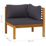 Ecksofa mit dunkelgrauen Kissen aus massivem Akazienholz von vidaXL, Modulare Sofas für den Außenbereich - Ref: Foro24-316286...