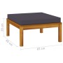 Footstool with dark gray cushion solid acacia wood by vidaXL, Modular outdoor sofas - Ref: Foro24-316290, Price: 91,99 €, Dis...