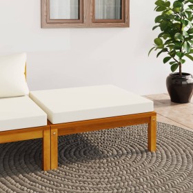 Footrest with cream white cushion solid acacia wood by vidaXL, Modular outdoor sofas - Ref: Foro24-316291, Price: 94,99 €, Di...