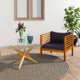 Dark gray garden chair with solid acacia wood cushions by vidaXL, Modular outdoor sofas - Ref: Foro24-316293, Price: 271,37 €...