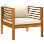 Garden chair and cream white cushions solid acacia wood by vidaXL, Modular outdoor sofas - Ref: Foro24-316294, Price: 145,50 ...