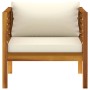 Garden chair and cream white cushions solid acacia wood by vidaXL, Modular outdoor sofas - Ref: Foro24-316294, Price: 145,50 ...