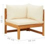 Ecksofa mit weiß-cremefarbenen Akazienholzkissen von vidaXL, Modulare Sofas für den Außenbereich - Ref: Foro24-316315, Preis:...