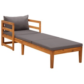 Lounger with dark gray cushions solid acacia wood by vidaXL, Modular outdoor sofas - Ref: Foro24-316317, Price: 169,99 €, Dis...