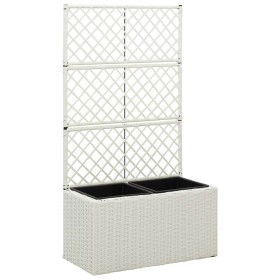 Trellis bed 2 pots white synthetic rattan 58x30x107 cm by vidaXL, Pots and planters - Ref: Foro24-316369, Price: 75,99 €, Dis...