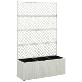 Trellis flowerbed with 3 pots white synthetic rattan 83x30x130 cm by vidaXL, Pots and planters - Ref: Foro24-316370, Price: 8...