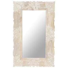 Solid white mango wood mirror 80x50 cm by vidaXL, Mirrors - Ref: Foro24-321633, Price: 91,99 €, Discount: %