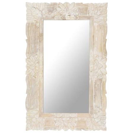 Solid white mango wood mirror 80x50 cm by vidaXL, Mirrors - Ref: Foro24-321633, Price: 91,99 €, Discount: %