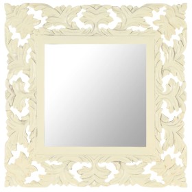 Hand-carved solid white mango wood mirror 50x50 cm by vidaXL, Mirrors - Ref: Foro24-321641, Price: 34,99 €, Discount: %