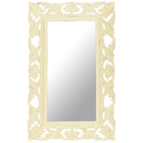 Hand carved mirror solid white mango wood 80x50 cm by vidaXL, Mirrors - Ref: Foro24-321642, Price: 74,99 €, Discount: %