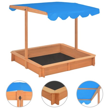 Sandbox with adjustable fir wood roof 115x115x115 cm by vidaXL, sandboxes - Ref: Foro24-316473, Price: 82,64 €, Discount: %