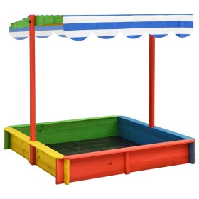 Children's sandbox with adjustable roof, multicolored fir wood UV50 by vidaXL, sandboxes - Ref: Foro24-316475, Price: 92,15 €...