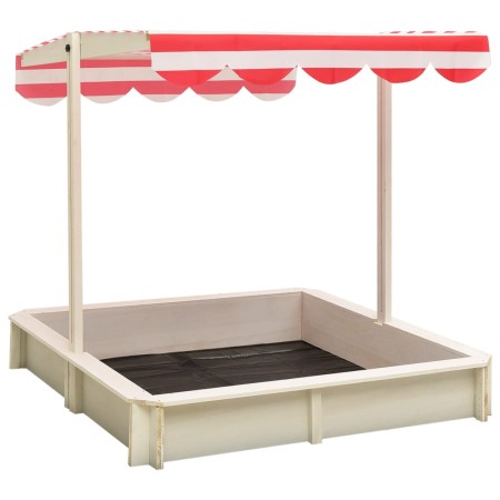 Sandbox with adjustable white and red fir wood roof UV50 by vidaXL, sandboxes - Ref: Foro24-316476, Price: 87,45 €, Discount: %