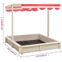 Sandbox with adjustable white and red fir wood roof UV50 by vidaXL, sandboxes - Ref: Foro24-316476, Price: 87,45 €, Discount: %