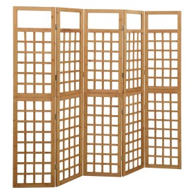 Screen/Trellis with 5 panels solid fir wood 201.5x180 cm by vidaXL, Room dividers - Ref: Foro24-316480, Price: 116,99 €, Disc...