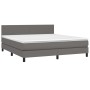 Box spring bed with gray synthetic leather mattress 160x200 cm by vidaXL, Beds and slatted bases - Ref: Foro24-3141015, Price...